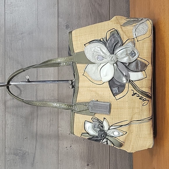 Coach Handbags - Coach 13531 Straw Leather 10th Anniversary Hampton Shoulder Bag Tote Handbag